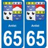 65 Antist autocollant sticker plaque immatriculation auto ville