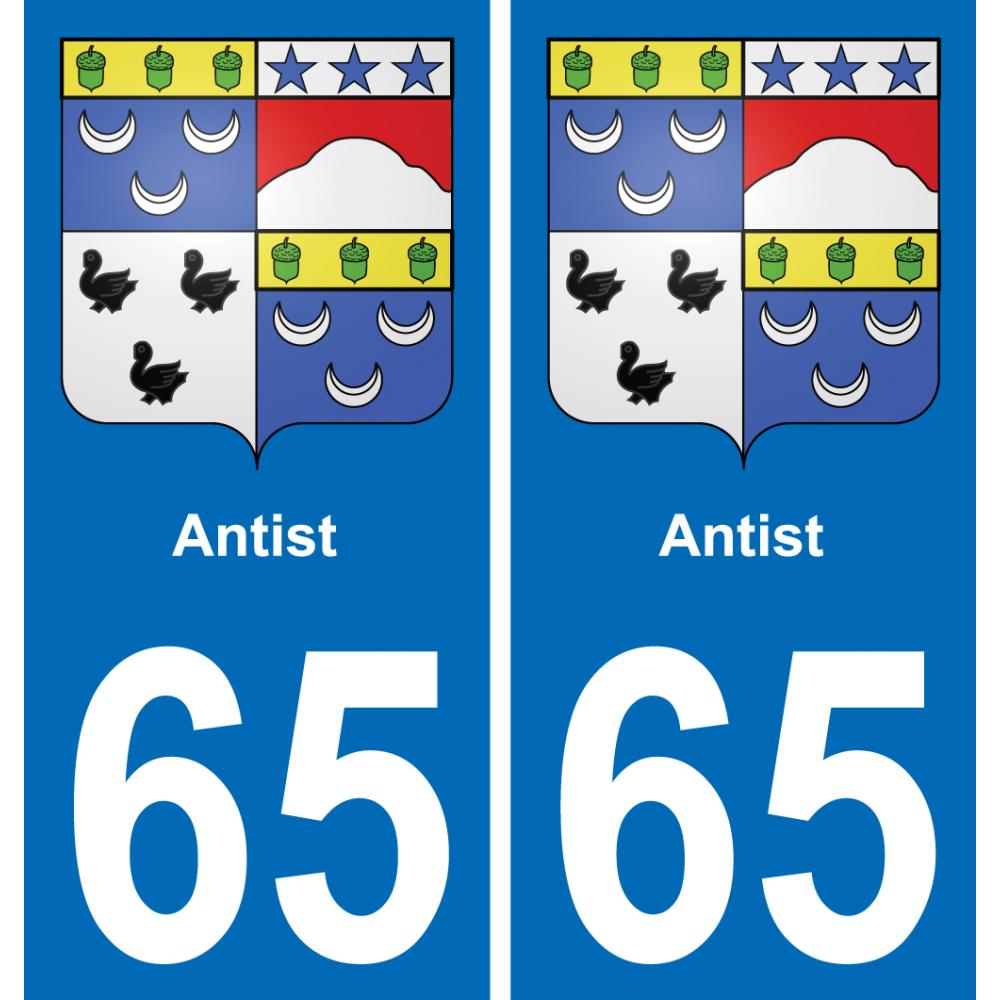 65 Antist autocollant sticker plaque immatriculation auto ville