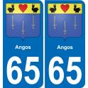 65 Angos autocollant sticker plaque immatriculation auto ville