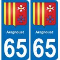 65 Aragnouet autocollant sticker plaque immatriculation auto ville