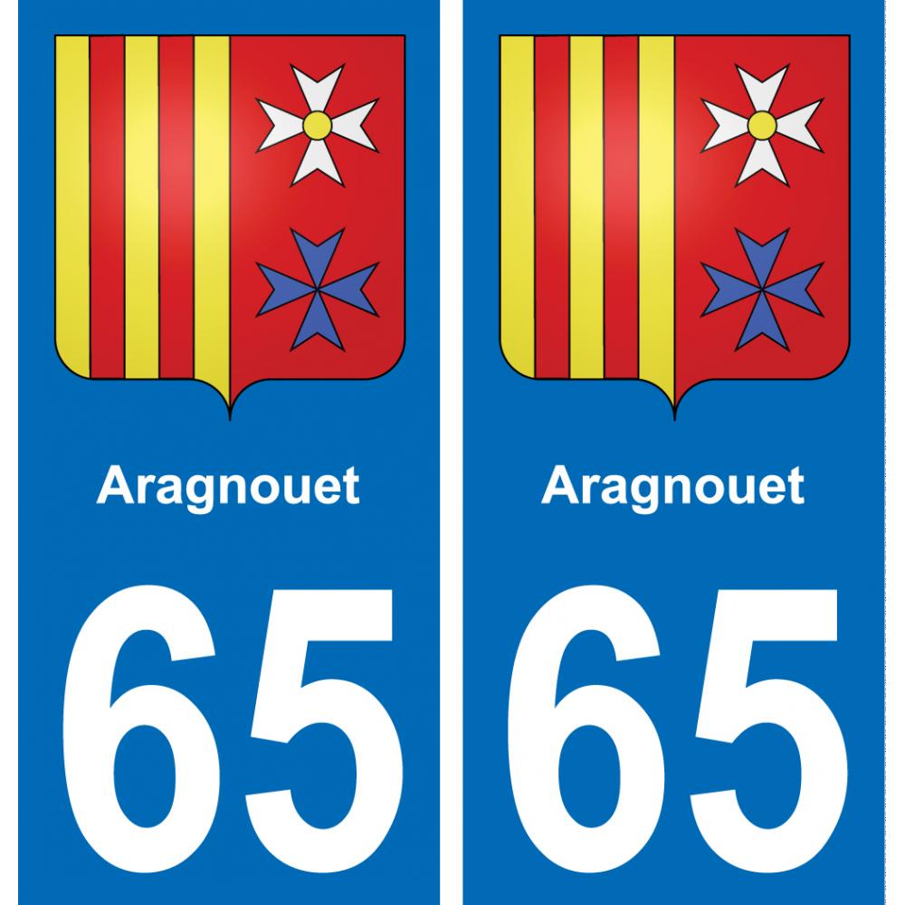 65 Aragnouet autocollant sticker plaque immatriculation auto ville