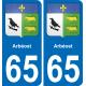 65 Arbéost autocollant sticker plaque immatriculation auto ville