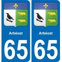 65 Arbéost sticker plate registration city
