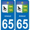 65 Arbéost placa etiqueta de registro de la ciudad