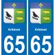 65 Arbéost autocollant sticker plaque immatriculation auto ville