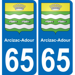 65 Arcizac-Adour autocollant sticker plaque immatriculation auto ville