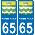 65 Arcizac-Adour placa etiqueta de registro de la ciudad