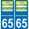 65 Arcizac-Adour adesivo piastra di registrazione city