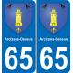 65 Arcizans-Dessus autocollant sticker plaque immatriculation auto ville
