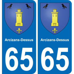 65 Arcizans-Dessus placa etiqueta de registro de la ciudad