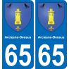 65 Arcizans-Dessus sticker plate registration city