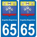 65 Argelès-Bagnères autocollant sticker plaque immatriculation auto ville