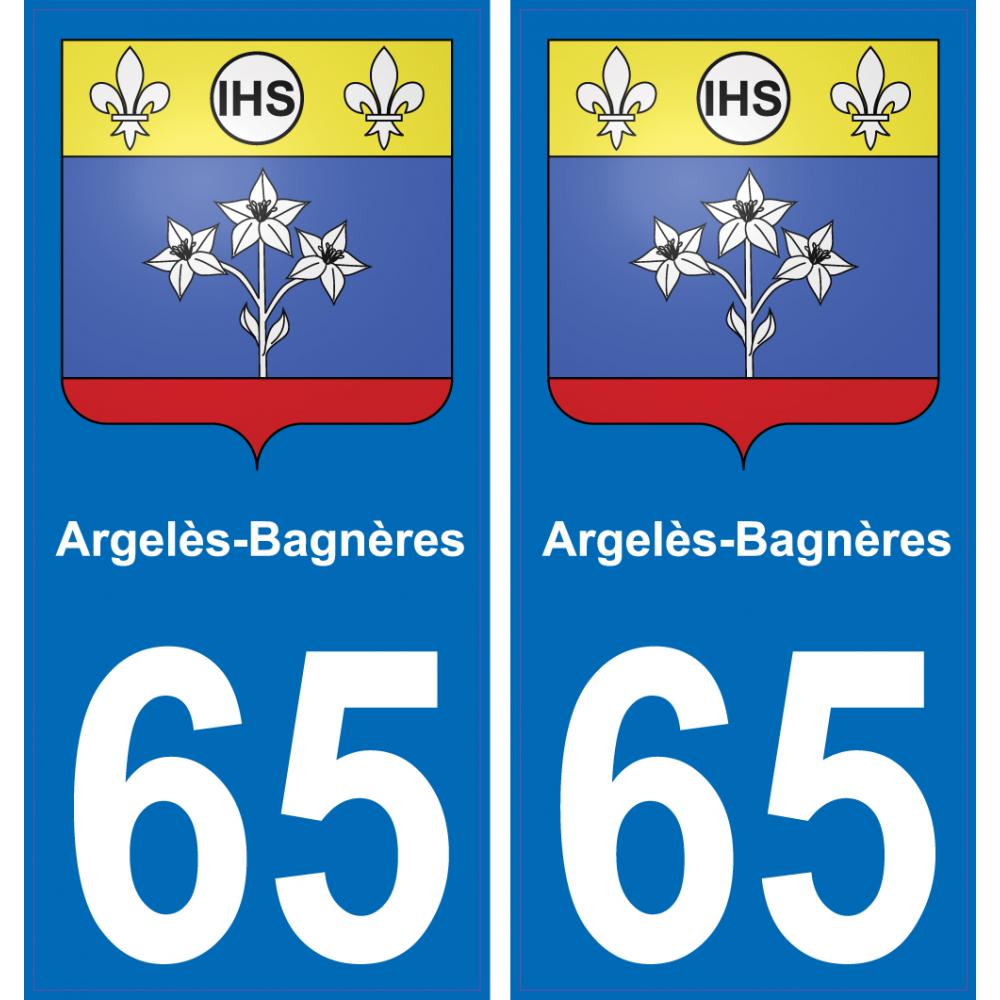 65 Argelès-Bagnères placa etiqueta de registro de la ciudad