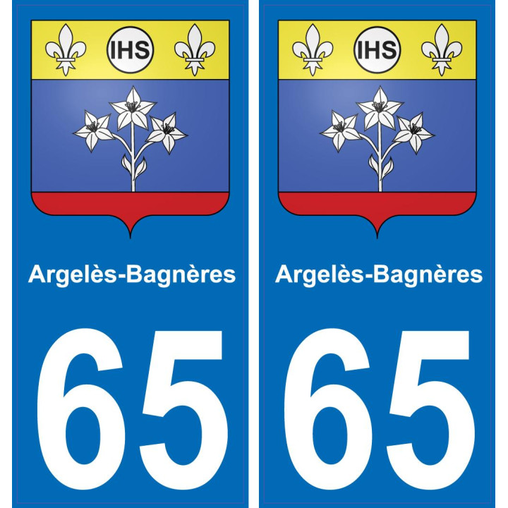 65 Argelès-Bagnères placa etiqueta de registro de la ciudad