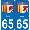 65 Arné sticker plate registration city