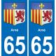 65 Arné placa etiqueta de registro de la ciudad