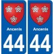 44 Ancenis autocollant plaque stickers ville