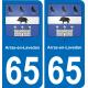 65 Arras-en-Lavedan autocollant sticker plaque immatriculation auto ville