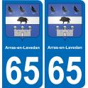 65 Arras-en-Lavedan autocollant sticker plaque immatriculation auto ville