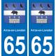 65 Arras-en-Lavedan autocollant sticker plaque immatriculation auto ville