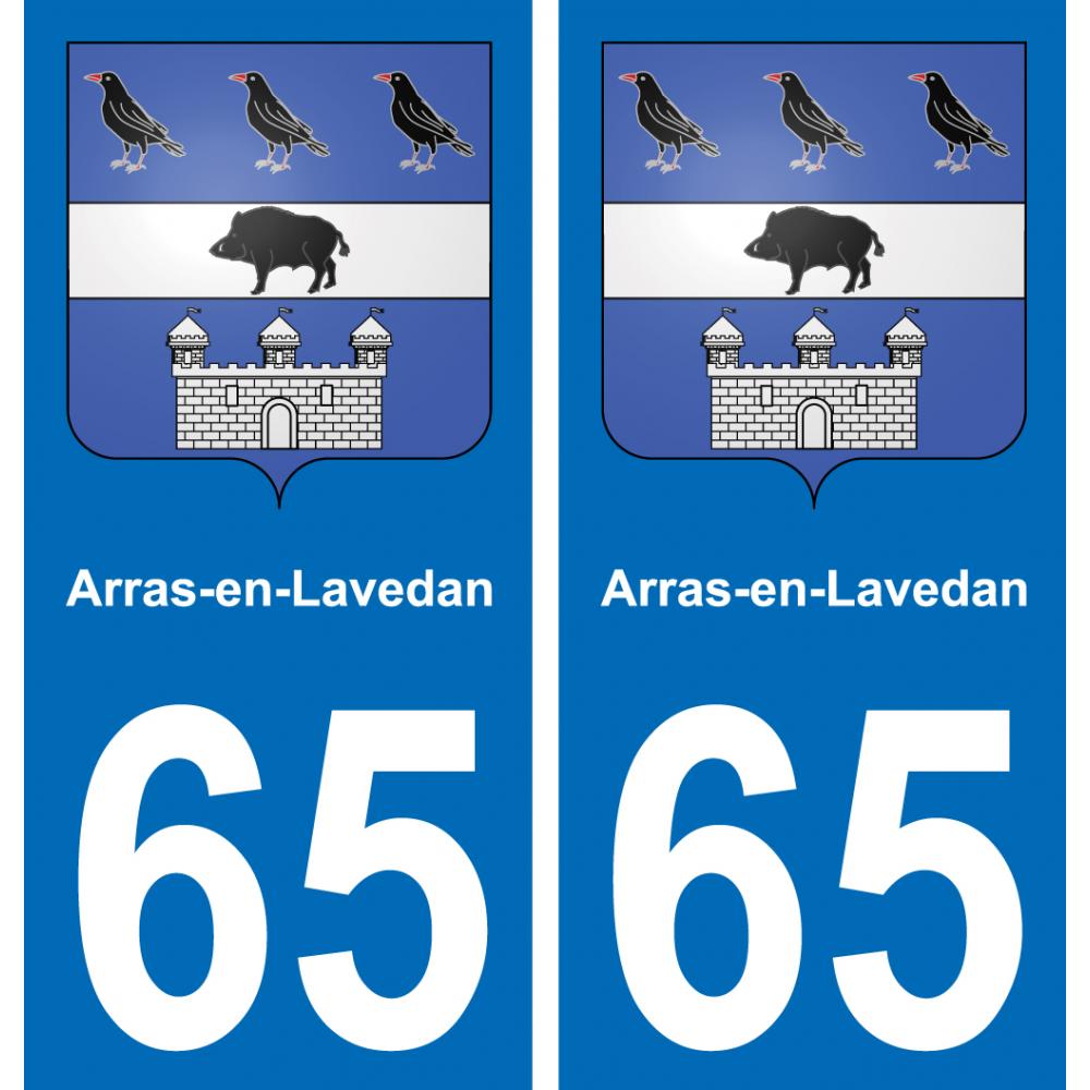 65 Arras-en-Lavedan autocollant sticker plaque immatriculation auto ville