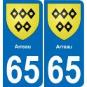 65 Arreau autocollant sticker plaque immatriculation auto ville