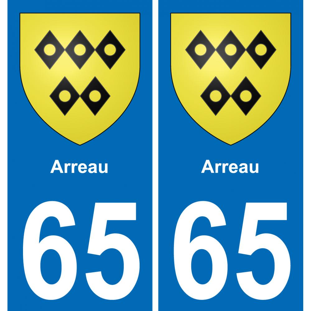 65 Arreau autocollant sticker plaque immatriculation auto ville