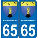65 Arrens-Marsous sticker plate registration city