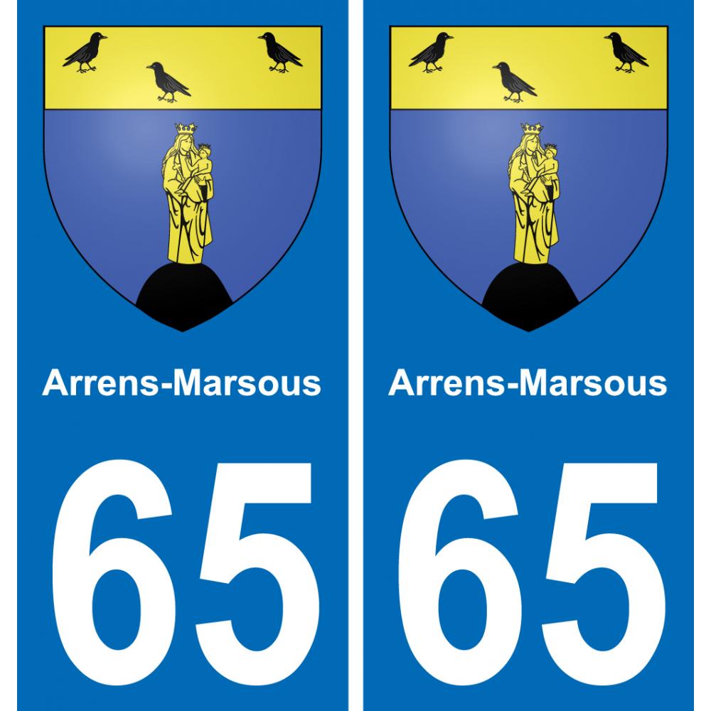65 Arrens-Marsous autocollant sticker plaque immatriculation auto ville