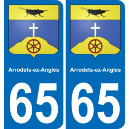 65 Arrodets-ez-Angles placa etiqueta de registro de la ciudad