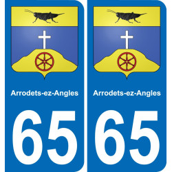 65 Arrodets-ez-Angles placa etiqueta de registro de la ciudad