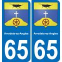 65 Arrodets-ez-Angles autocollant sticker plaque immatriculation auto ville