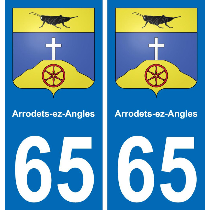 65 Arrodets-ez-Angles placa etiqueta de registro de la ciudad
