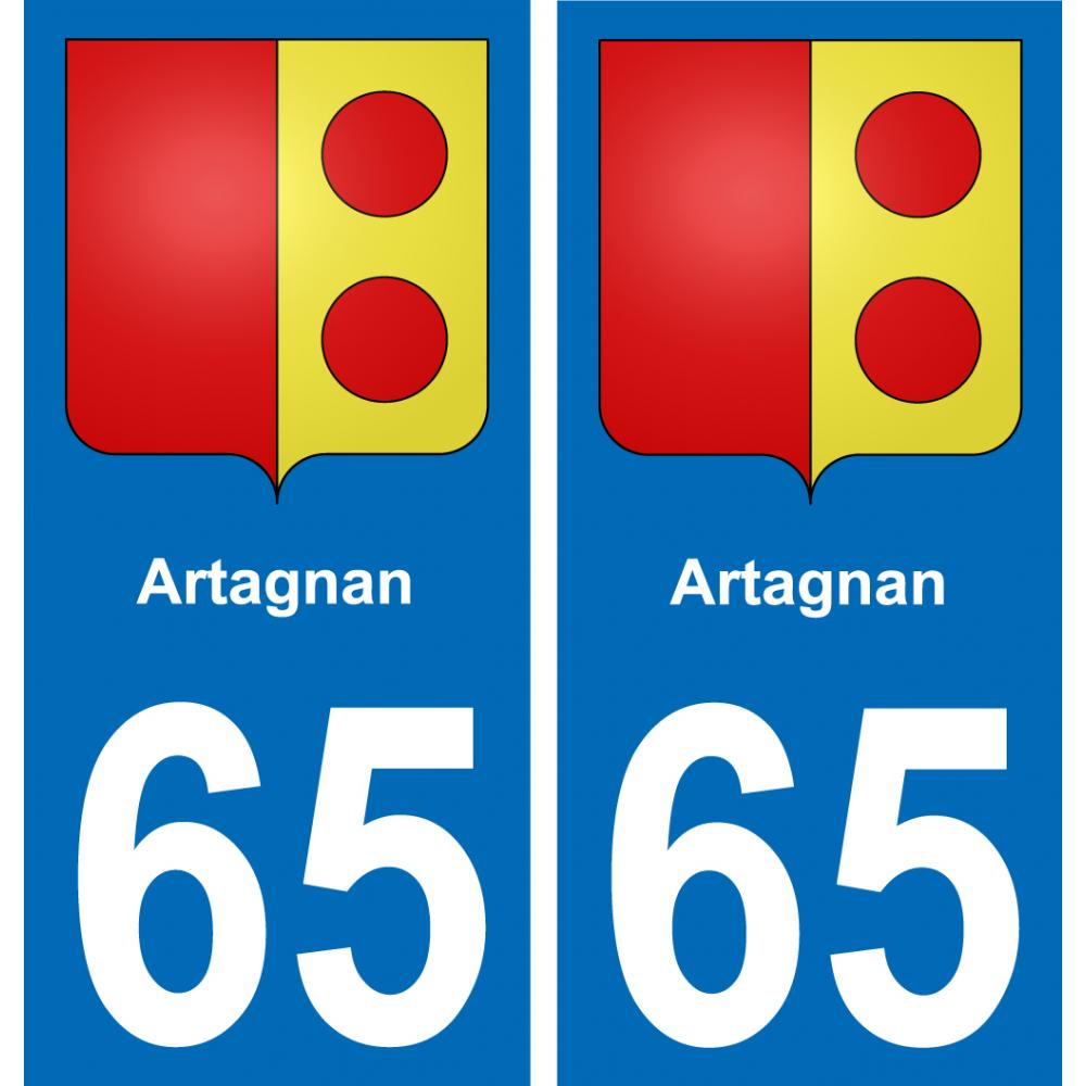 65 Artagnan autocollant sticker plaque immatriculation auto ville