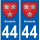 44 Ancenis autocollant plaque stickers ville