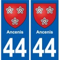 44 Ancenis autocollant plaque stickers ville