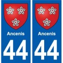 44 Ancenis autocollant plaque stickers ville