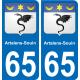 65 Artalens-Souin autocollant sticker plaque immatriculation auto ville