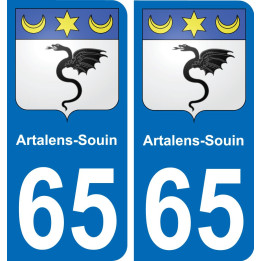 65 Artalens-Souin placa etiqueta de registro de la ciudad