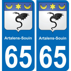 65 Artalens-Souin placa etiqueta de registro de la ciudad