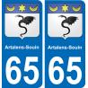 65 Artalens-Souin sticker plate registration city