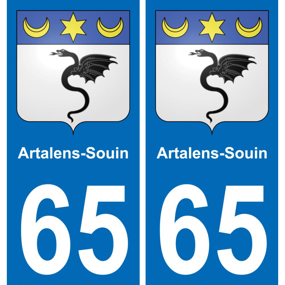 65 Artalens-Souin autocollant sticker plaque immatriculation auto ville