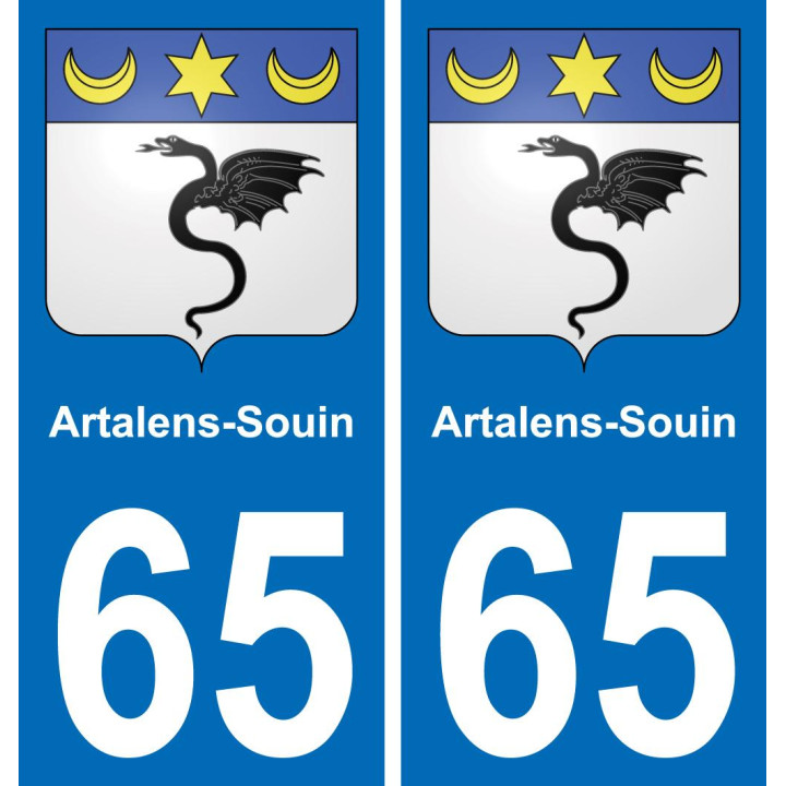 65 Artalens-Souin placa etiqueta de registro de la ciudad