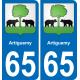 65 Artiguemy autocollant sticker plaque immatriculation auto ville