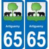 65 Artiguemy placa etiqueta de registro de la ciudad