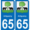 65 Artiguemy autocollant sticker plaque immatriculation auto ville