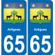 65 Artigues autocollant sticker plaque immatriculation auto ville