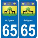 65 Artigues autocollant sticker plaque immatriculation auto ville