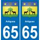 65 Artigues sticker plate registration city
