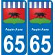 65 Aspin-Aure sticker plate registration city